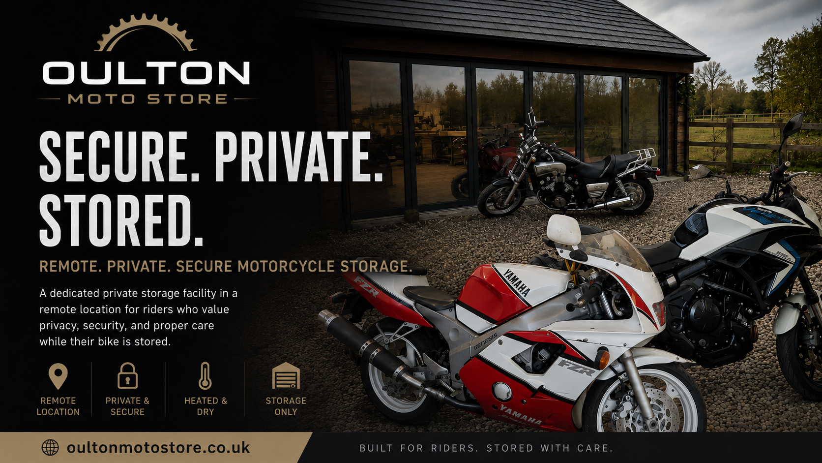 Secure indoor motorcycle storage facility