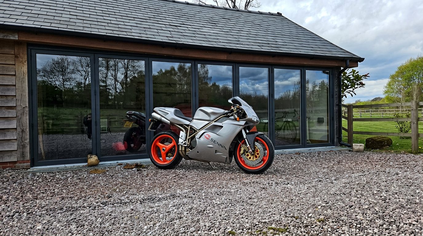 Ducati 916 Senna limited-edition collectible motorcycle, side profile