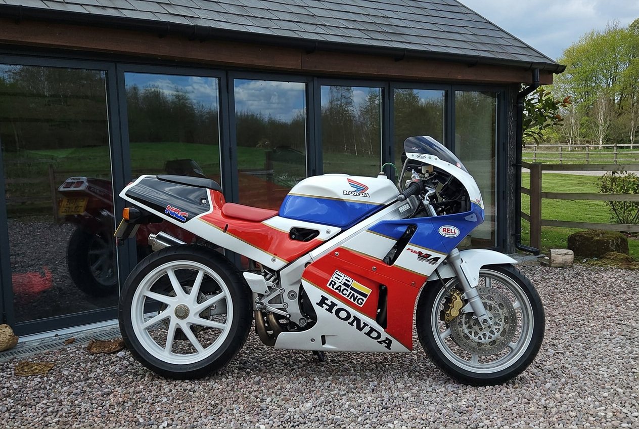 Japanese sports motorcycle photographed against a dark background