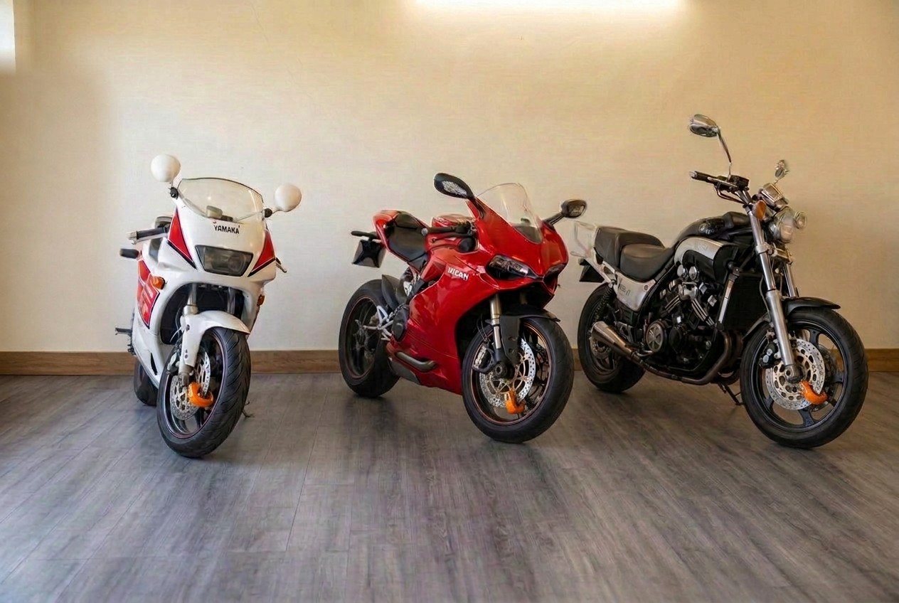 Collectible motorcycles in secure heated indoor storage