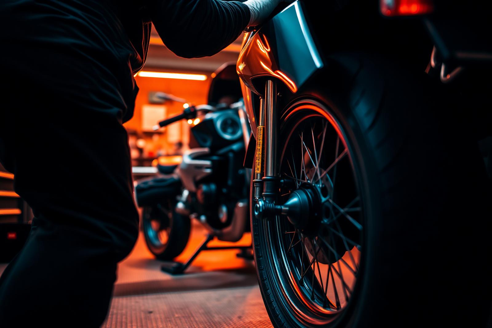 Motorcycle being prepared for a track day